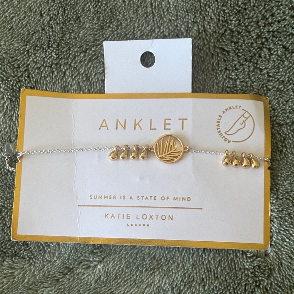 Katie Loxton Gold Leaf Anklet Bracelet - Gold